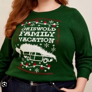 Torrid Festive Green Sweater with Holiday Design